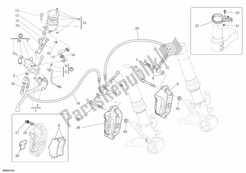 Tutte le parti per il Sistema Frenante Anteriore del Ducati Superbike 1098 USA 2007